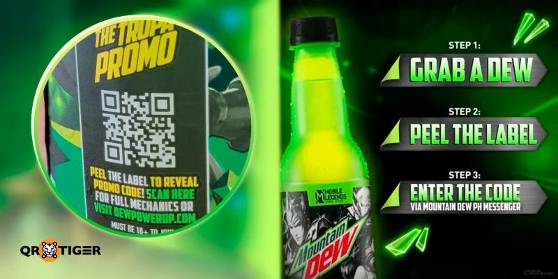 Mountain Dew bottle with promo QR code